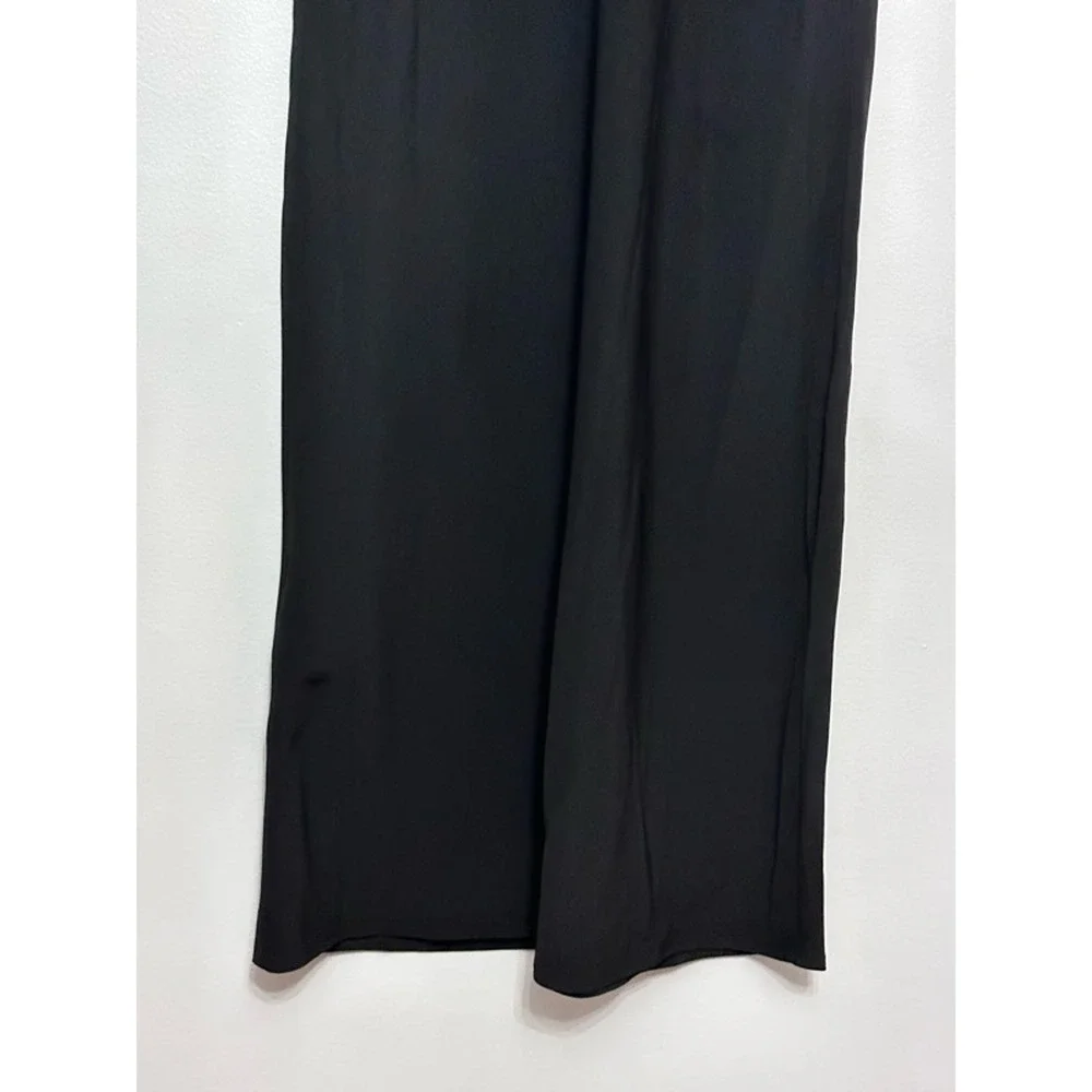 Allsaints Slip Dress Women's 00 Black Solid Knee Length V Neck Minimalist New - Picture 4 of 9